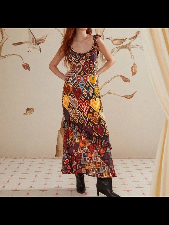 FARM Rio Dresses & Skirts - Bohemian Heart Print Maxi Dress in Multi
